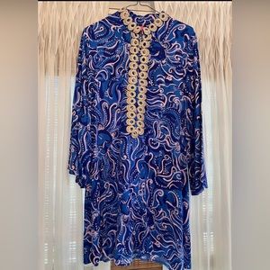 Lilly Pulitzer Gracelynn stretch tunic dress size 4 Coastal Blue Whispurr EUC